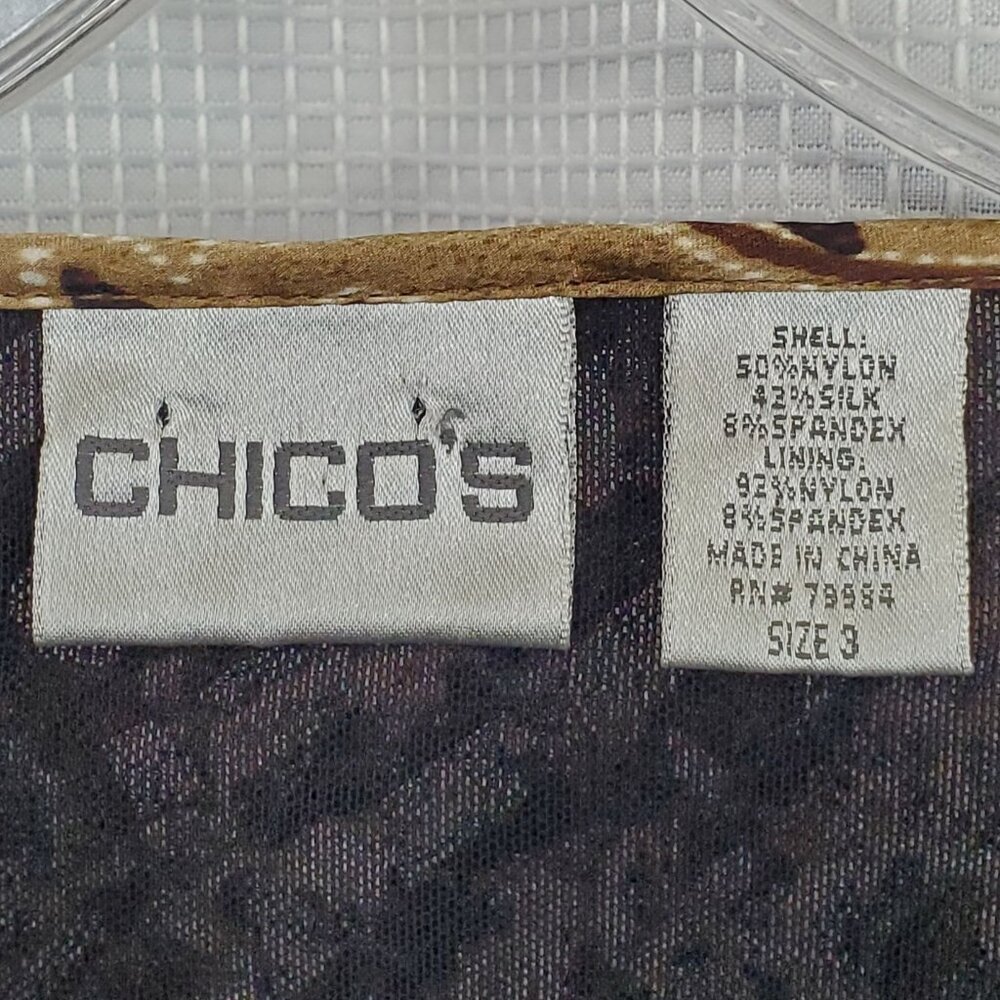 Chicos 3 Sz XL Jacket Abstract Swirl Patterned Open Front Nylon Silk Earth Tones - Picture 9 of 10
